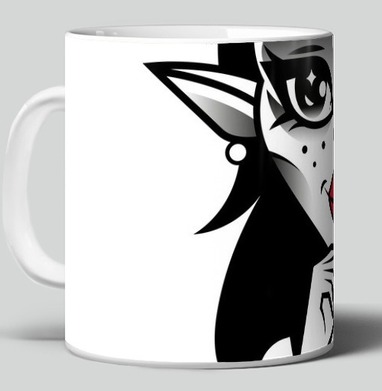 Stylish Demon Girl Drinking Coffee / Стильная Демонесса Пьет Кофе Сердце - Магазин футболок iaroslavb