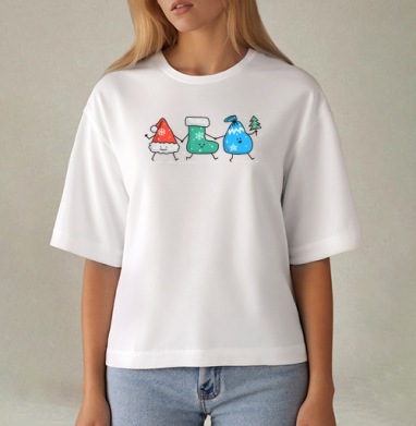 Веселое рождественское шествие друзей, Футболка женская оверсайз Mido