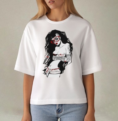 Художественная графика с дерзкой женщиной в красных очках - ari-s-shop