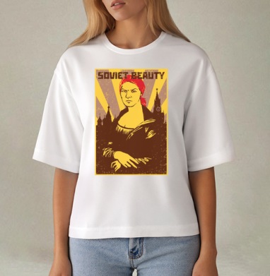 Советская красавица в стиле советских плакатов SOVIET BEAUTY, Футболка женская оверсайз Mido