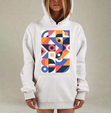 Абстрактный современный геометрический паттерн, Hoodie Mjhigh Dig, оверсайз, утепленная