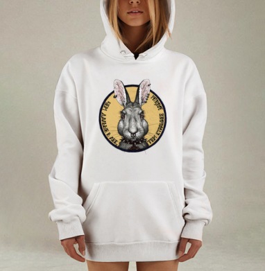 Агрессивный стилизованный портрет животного брутальный заяц панк, Hoodie Mjhigh Dig, оверсайз, утепленная