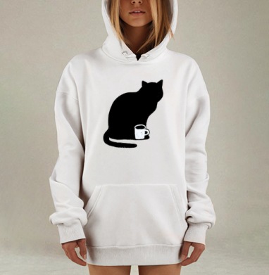 Кошка с кружкой: уют и спокойствие в доме, Hoodie Mjhigh Dig, оверсайз, утепленная