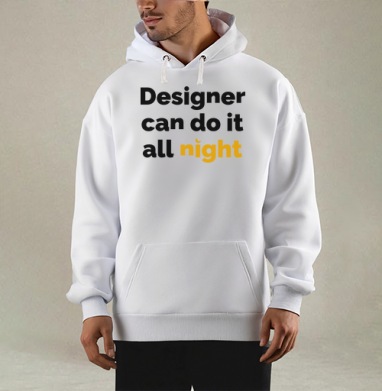 Футболка с принтом «Designer can do it all night», Толстовка Mjhigh, утепленная