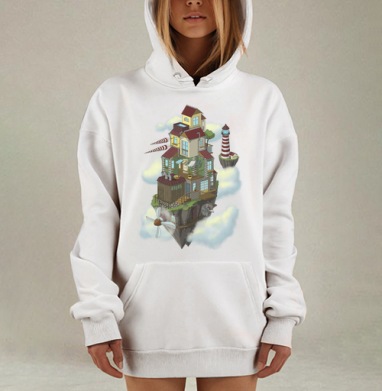 Flying house, Hoodie Mjhigh Dig, оверсайз, утепленная