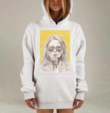 Девушка с воздушным поцелуем в солнечных очках, Hoodie Mjhigh Dig, оверсайз, утепленная