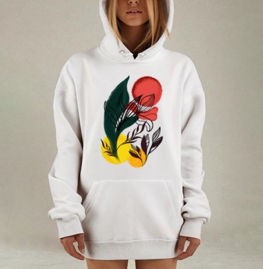 Абстрактный ботанический экспрессионизм, Hoodie Mjhigh Dig, оверсайз, утепленная
