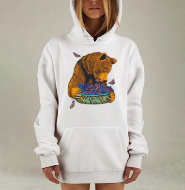 Гризли и бабочки, Hoodie Mjhigh Dig, оверсайз, утепленная