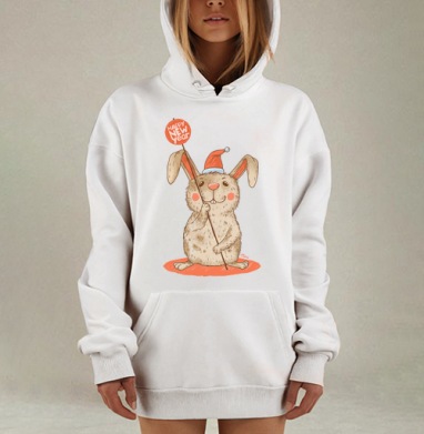 Happy NEW year, Hoodie Mjhigh Dig, оверсайз, утепленная