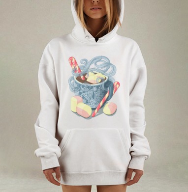 Какао с зефирками, Hoodie Mjhigh Dig, оверсайз, утепленная