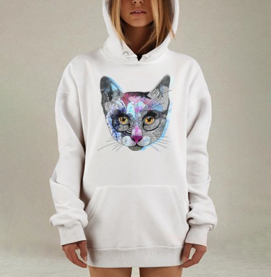 Кошка графика, Hoodie Mjhigh Dig, оверсайз, утепленная