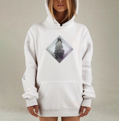 Сюрреалистическое слияние природы и геометрии, Hoodie Mjhigh Dig, оверсайз, утепленная