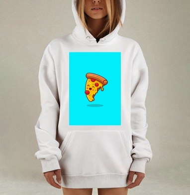 Веселый антропоморфный кусочек пиццы, Hoodie Mjhigh Dig, оверсайз, утепленная