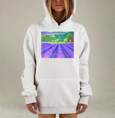 Церемониальное поле лаванды в лучах заката, Hoodie Mjhigh Dig, оверсайз, утепленная
