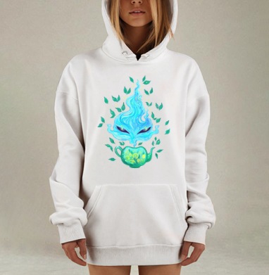 Волшебный дух заваривания бирюзового чая, Hoodie Mjhigh Dig, оверсайз, утепленная
