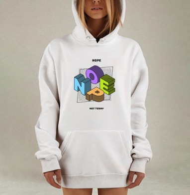 Яркая 3D-композиция NOPE с дерзким отказом, Hoodie Mjhigh Dig, оверсайз, утепленная