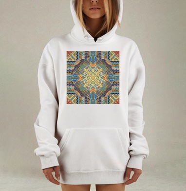 Этнический минимализм: ритм древних узоров, Hoodie Mjhigh Dig, оверсайз, утепленная