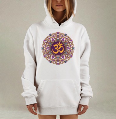 Декоративное панно с символом Ом и мандалой, Hoodie Mjhigh Dig, оверсайз, утепленная