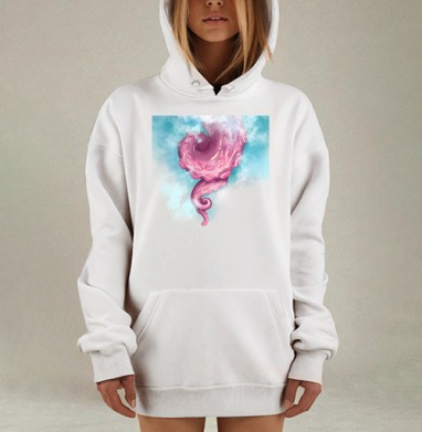 Розовое щупальце осьминога из облаков, Hoodie Mjhigh Dig, оверсайз, утепленная