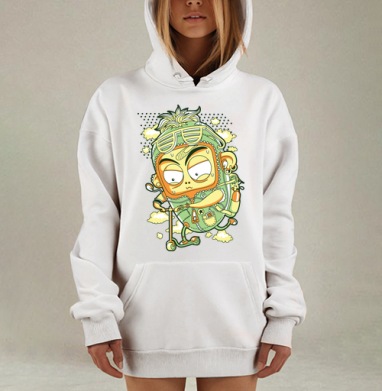 Стрит-арт персонаж на самокате с гранжевым стилем, Hoodie Mjhigh Dig, оверсайз, утепленная