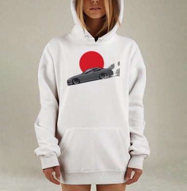Дрифт в Японском Аниме Стиле с Восходом Солнца, Hoodie Mjhigh Dig, оверсайз, утепленная