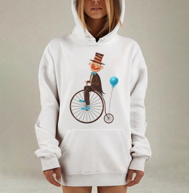 Винтажный плакат с клоуном на пенни-фартинге, Hoodie Mjhigh Dig, оверсайз, утепленная