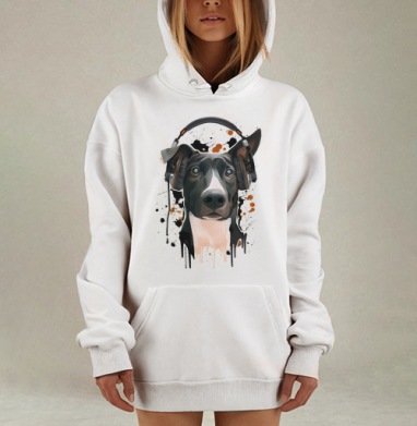 Пёс меломан, Hoodie Mjhigh Dig, оверсайз, утепленная