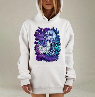 Скелет с пиццей среди сияющих роз, Hoodie Mjhigh Dig, оверсайз, утепленная