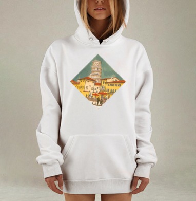 Романтическая прогулка у Пизанской башни, Hoodie Mjhigh Dig, оверсайз, утепленная