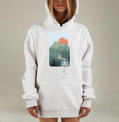 Путешествие автомобиля, Hoodie Mjhigh Dig, оверсайз, утепленная