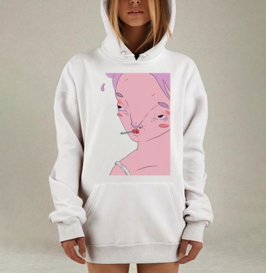 Сюрреалистичный арт с меланхоличным персонажем, Hoodie Mjhigh Dig, оверсайз, утепленная