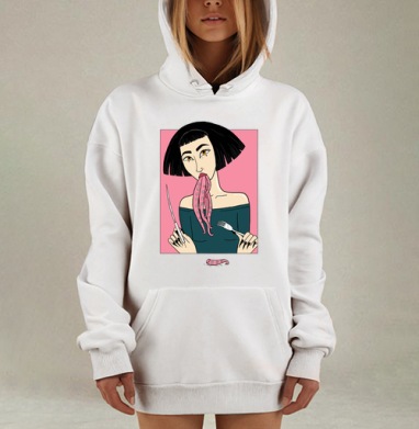 Сюрреалистичная иллюстрация: Девушка с осьминожьими щупальцами, Hoodie Mjhigh Dig, оверсайз, утепленная
