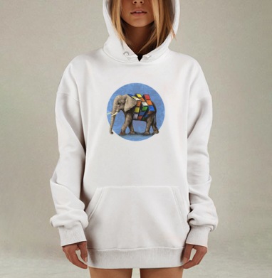 Слон с телом из кубика Рубика – символ мудрости и загадки, Hoodie Mjhigh Dig, оверсайз, утепленная