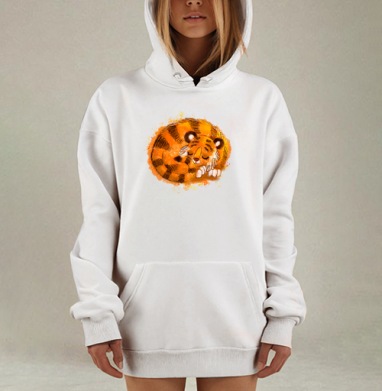 Милый спящий тигренок в акварельном стиле, Hoodie Mjhigh Dig, оверсайз, утепленная