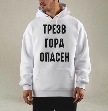 Ироничный принт с надписью «ТРЕЗВ ГОРА ОПАСЕН», Толстовка Mjhigh, утепленная