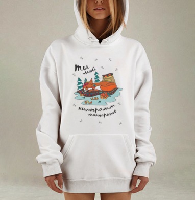 Уютная спящая лисица в новогоднем стиле, Hoodie Mjhigh Dig, оверсайз, утепленная