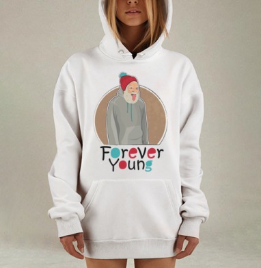 Веселый старик Forever Young с яркой шапкой, Hoodie Mjhigh Dig, оверсайз, утепленная