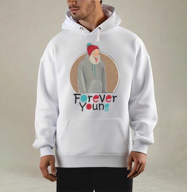 Веселый старик Forever Young с яркой шапкой - Купить Товары с принтом 