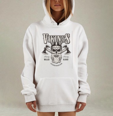 Викинг череп с топорами и текстом среди сильных воинов, Hoodie Mjhigh Dig, оверсайз, утепленная