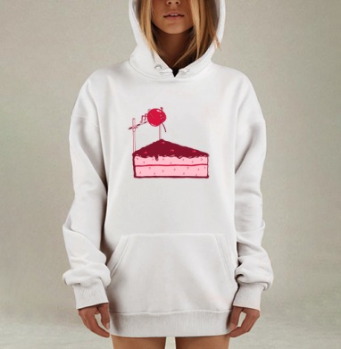 Вишенка в прыжке через торт, Hoodie Mjhigh Dig, оверсайз, утепленная