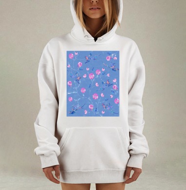 Удивительные живописные акварельные мотивы Колибри розовые цветы, Hoodie Mjhigh Dig, оверсайз, утепленная
