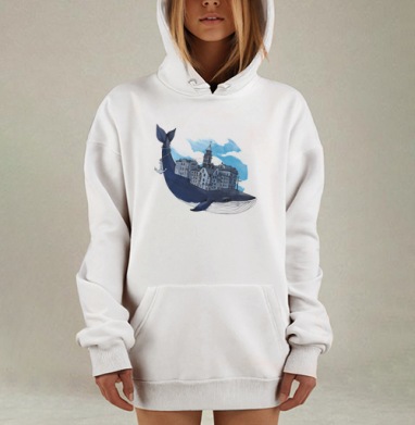 Whale city, Hoodie Mjhigh Dig, оверсайз, утепленная
