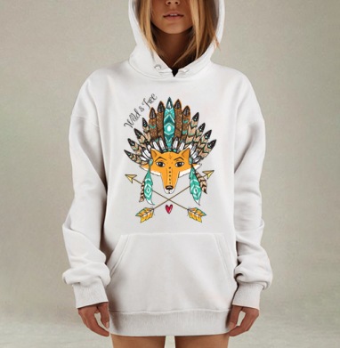 Красивая стилизованная рыжая лесная хищница лиса индейский роуч, Hoodie Mjhigh Dig, оверсайз, утепленная