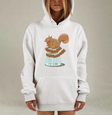 Гротескная коричневая белочка с хитрой улыбкой на стакане, Hoodie Mjhigh Dig, оверсайз, утепленная