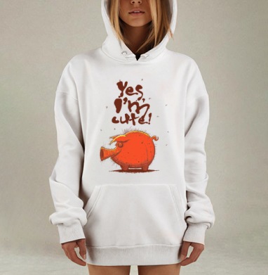 Ироничная и самоуверенная свинья милая Yes Im Cute, Hoodie Mjhigh Dig, оверсайз, утепленная