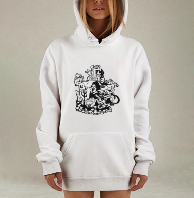 Городское калейдоскопическое скопление символов поп арт, Hoodie Mjhigh Dig, оверсайз, утепленная