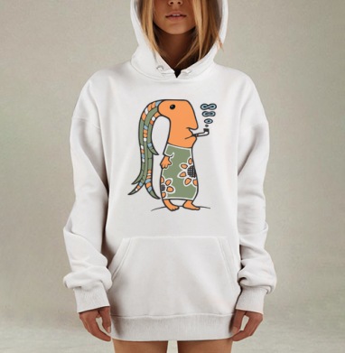Антропоморфная рыба курит трубку дым символ бесконечности, Hoodie Mjhigh Dig, оверсайз, утепленная