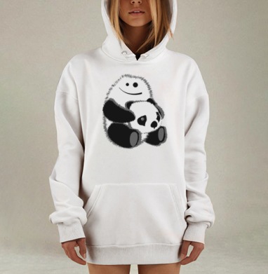 Нежное объятие пушистого существа с маленькой пандой, Hoodie Mjhigh Dig, оверсайз, утепленная