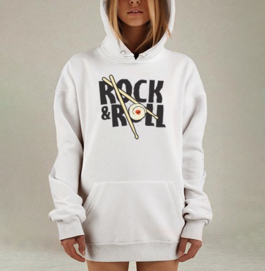 Рок-н-ролльная подача суши с черепом и палочками ROCK ROLL, Hoodie Mjhigh Dig, оверсайз, утепленная