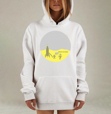 Ироничная сцена космической высадки астронавты ракета SPACE IS FAKE, Hoodie Mjhigh Dig, оверсайз, утепленная